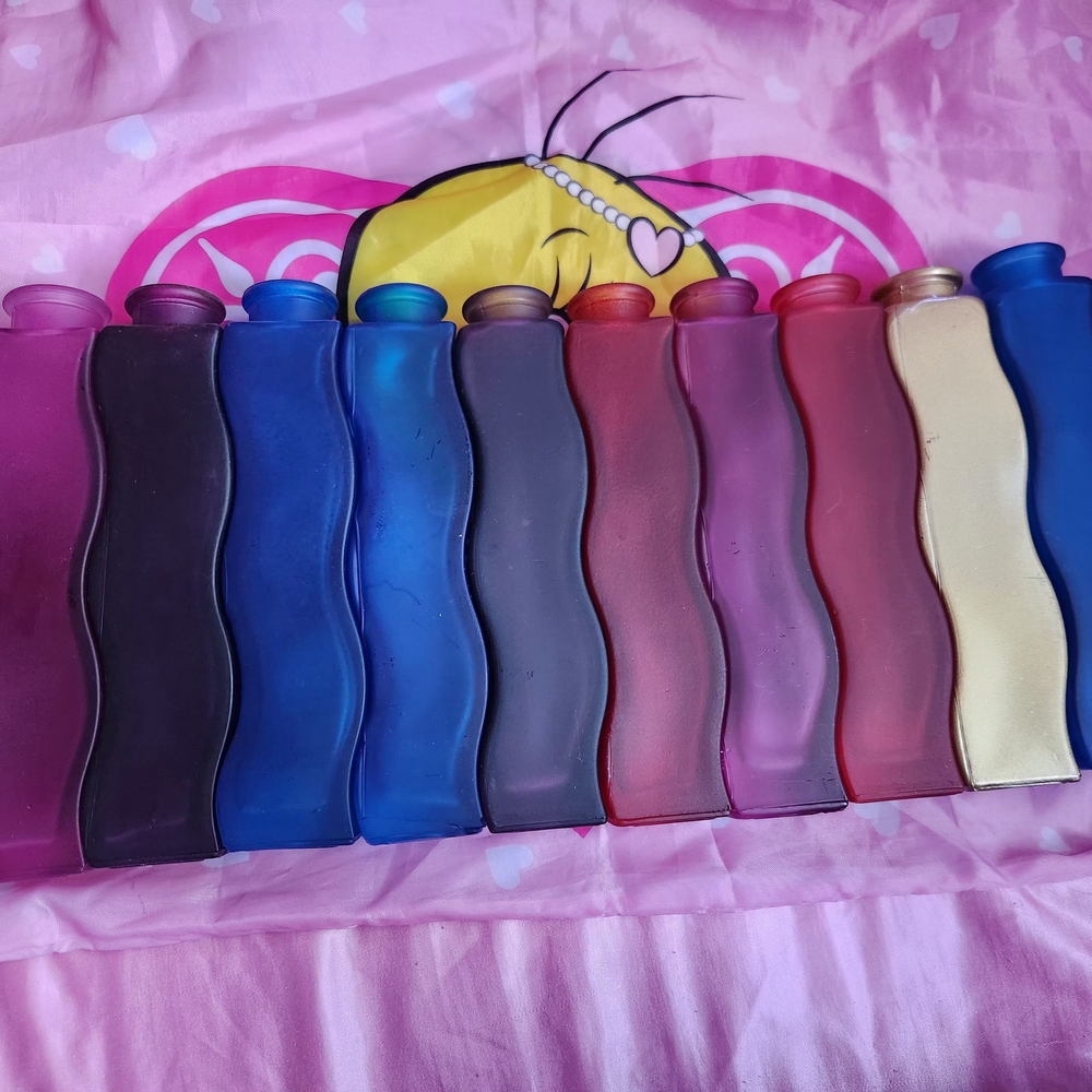 Colorful Wavy Glass Bottles Set